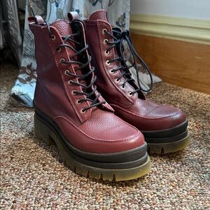 Free People Burgundy Combat Boots